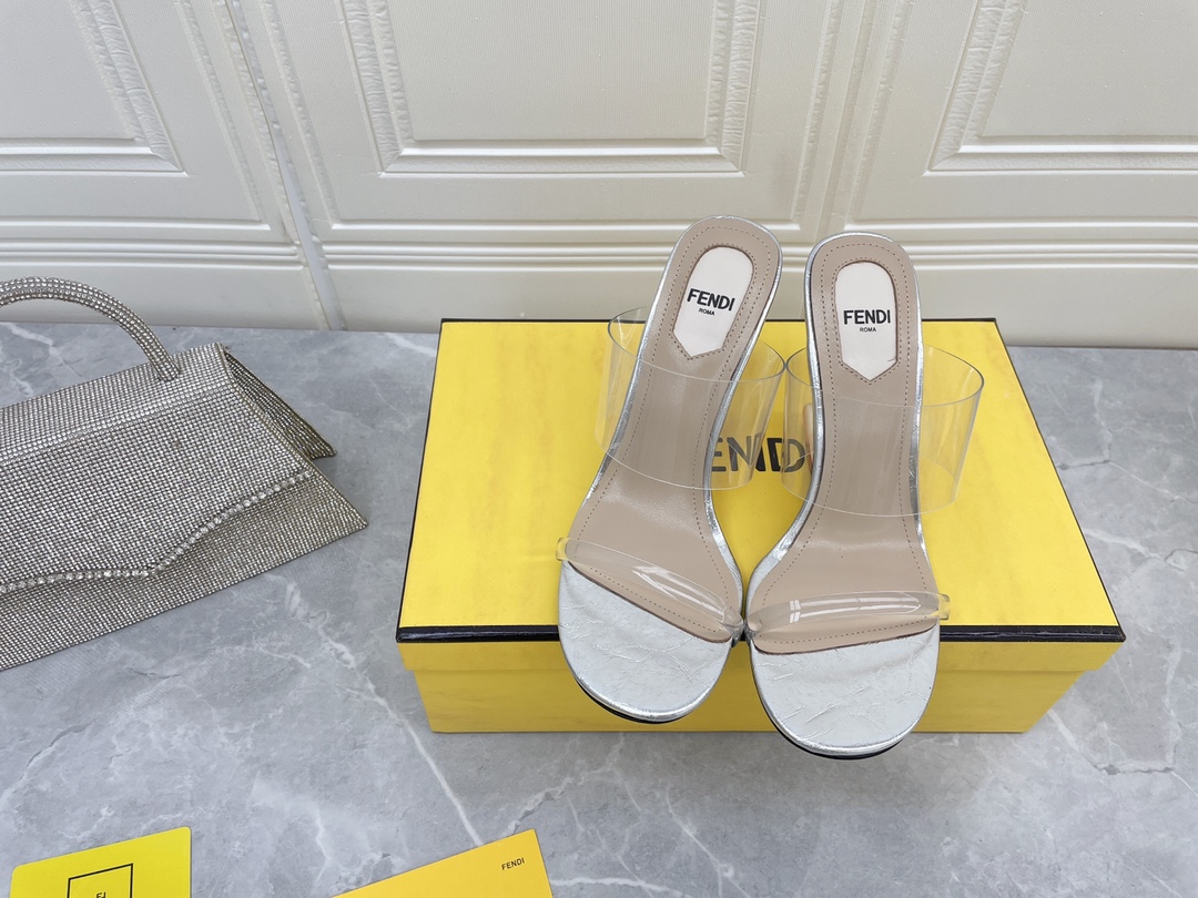 F**di First White Transparent High-Heeled Sandals For Women