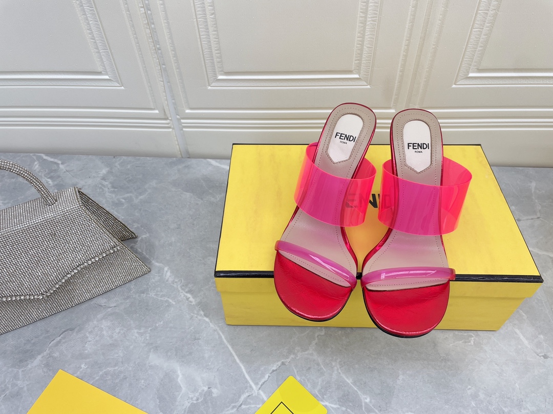 F**di First Pink Transparent High-Heeled Sandals For Women