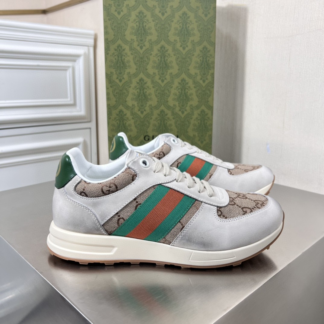 Gvc*1 Men’s GG Sneaker With Web Green For Men GG Shoes 669698