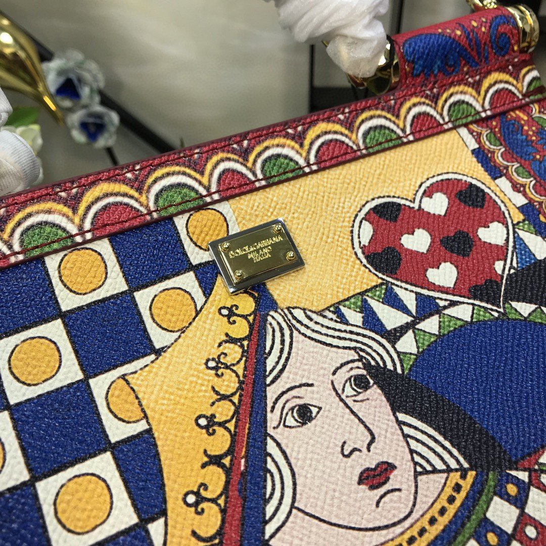 Dolce & Gabbana 90s Sicily Bag With Logo Print Multicolor For Women 10.2in/26cm DG