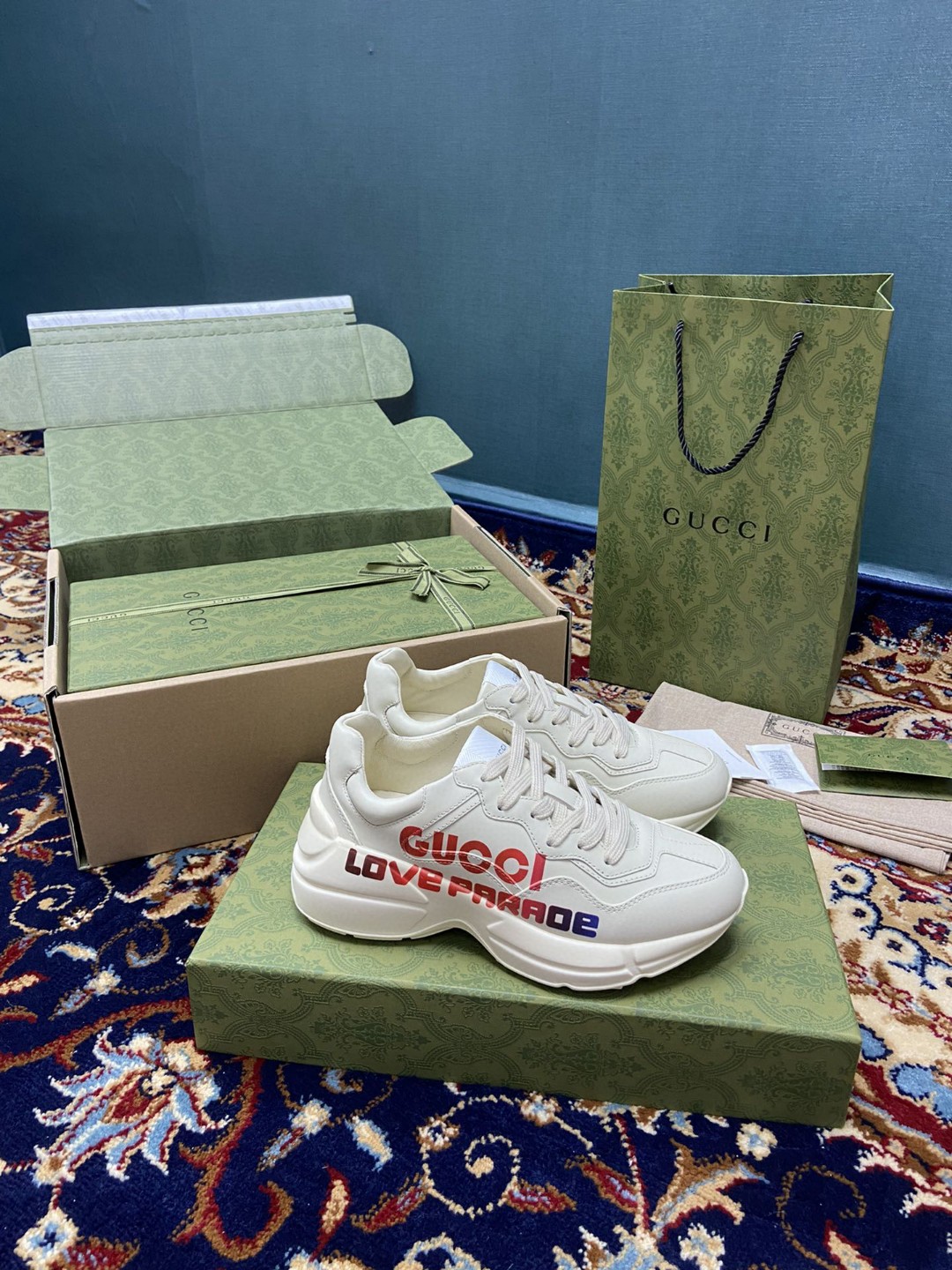 Gvc*1 Women’s Rhyton Sneakers With Gvc*1 Love Parade Red White Ivory For Women 524990‎