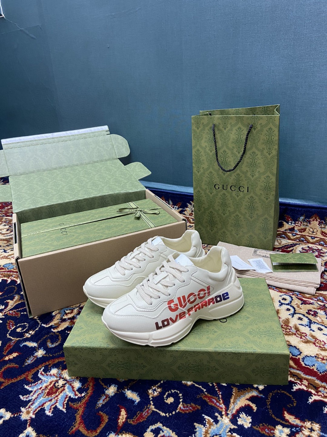 Gvc*1 Women’s Rhyton Sneakers With Gvc*1 Love Parade Red White Ivory For Women 524990‎