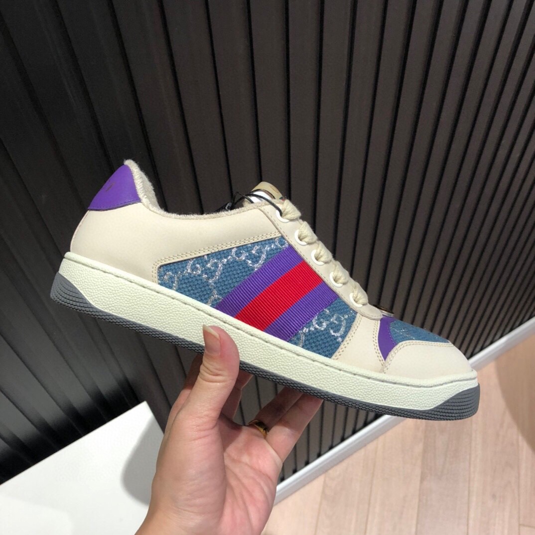 Gvc*1 Men’s Screener Low-Top Blue GG Lamé For Men 577684 2C830 4690