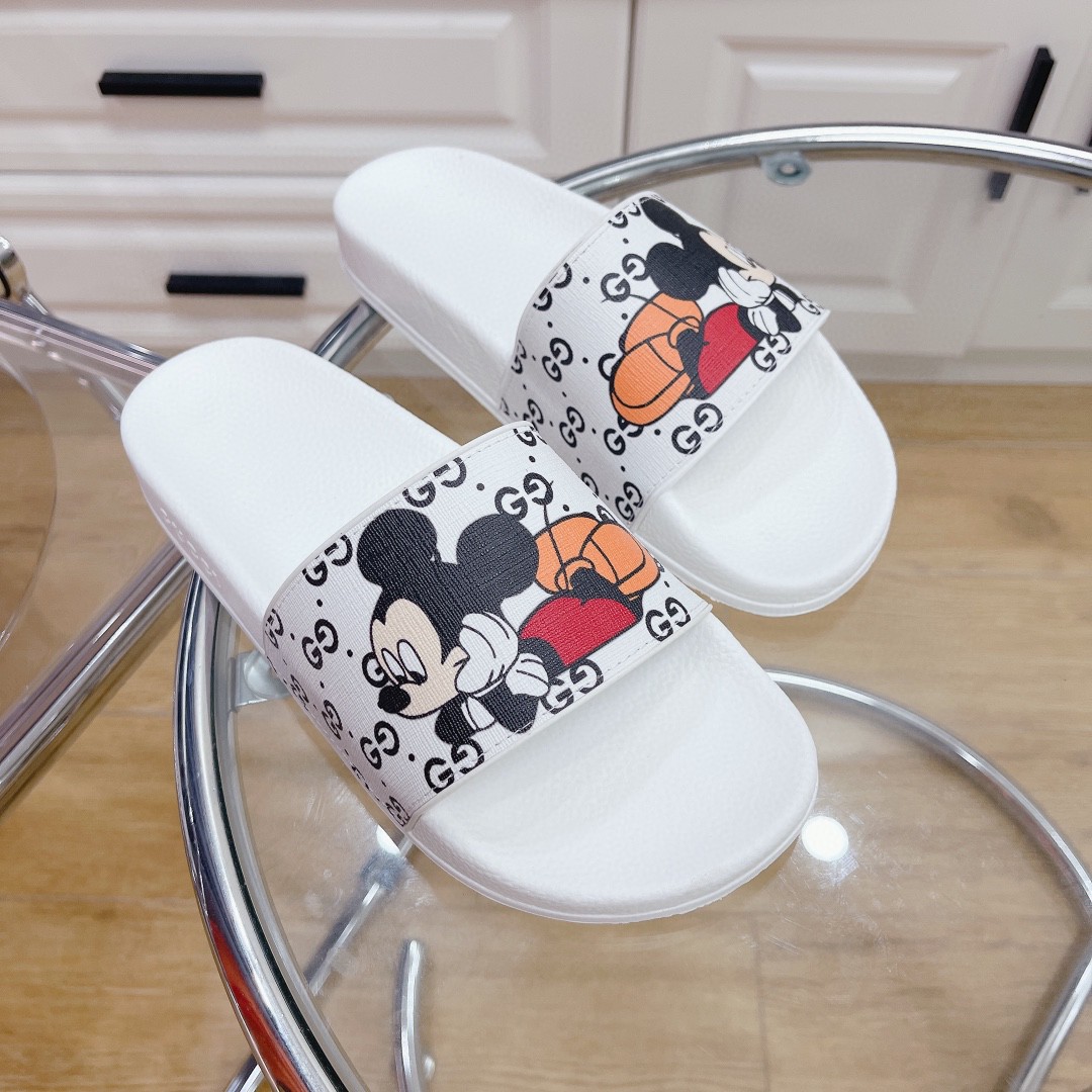 Gvc*1 Women’s GG Slide Sandal With Mickey Mouse White For Women 407345