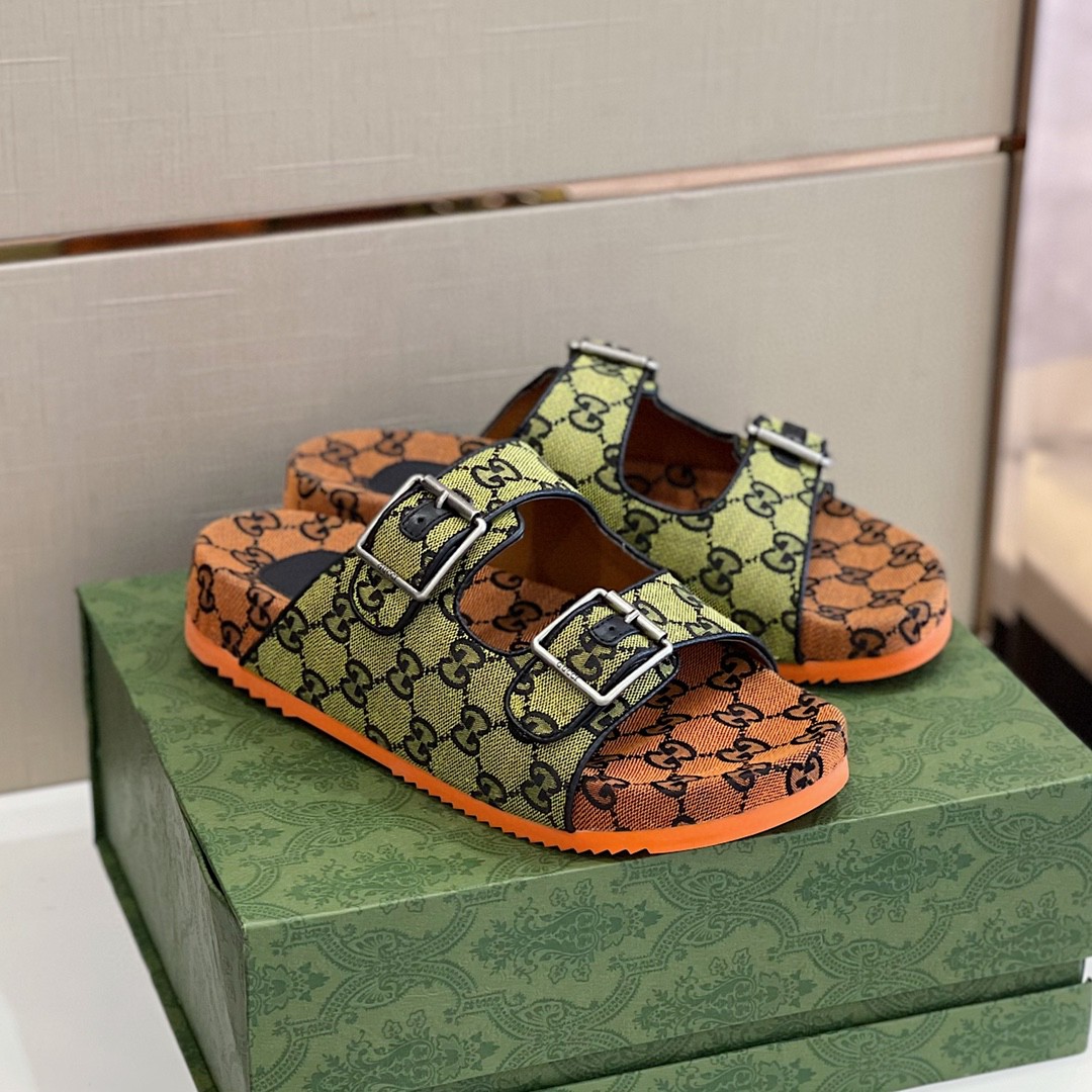 Gvc*1 Women’s Slide Sandal With Straps Orange And Green For Women 658020 2HK60