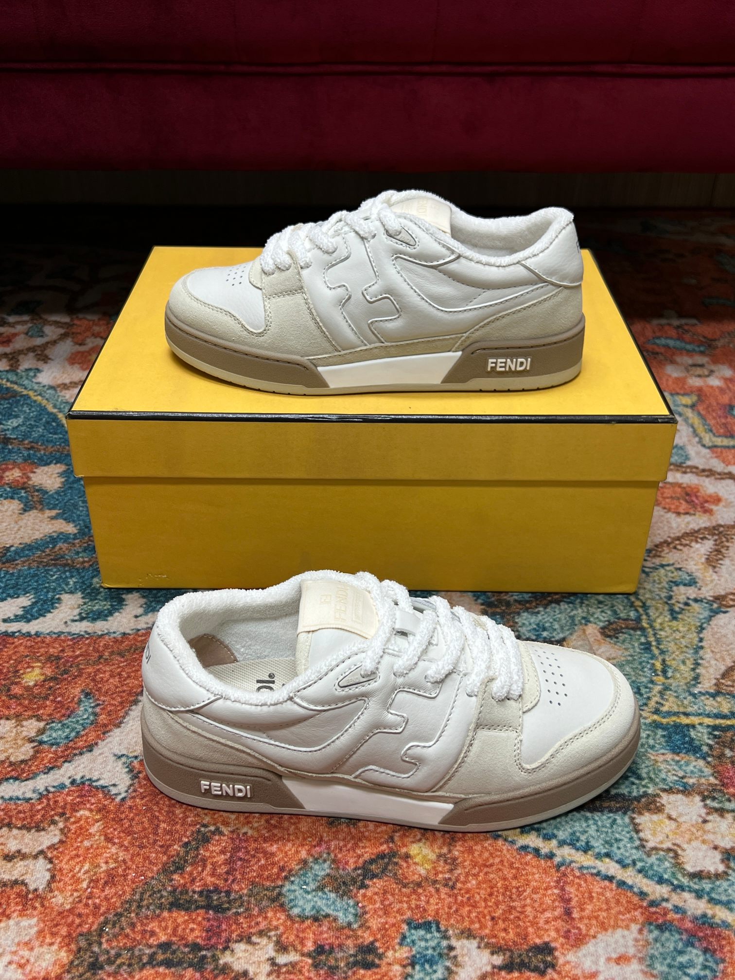 F**di Match Low Tops In White For Women 8E8252AHH2F1FHS