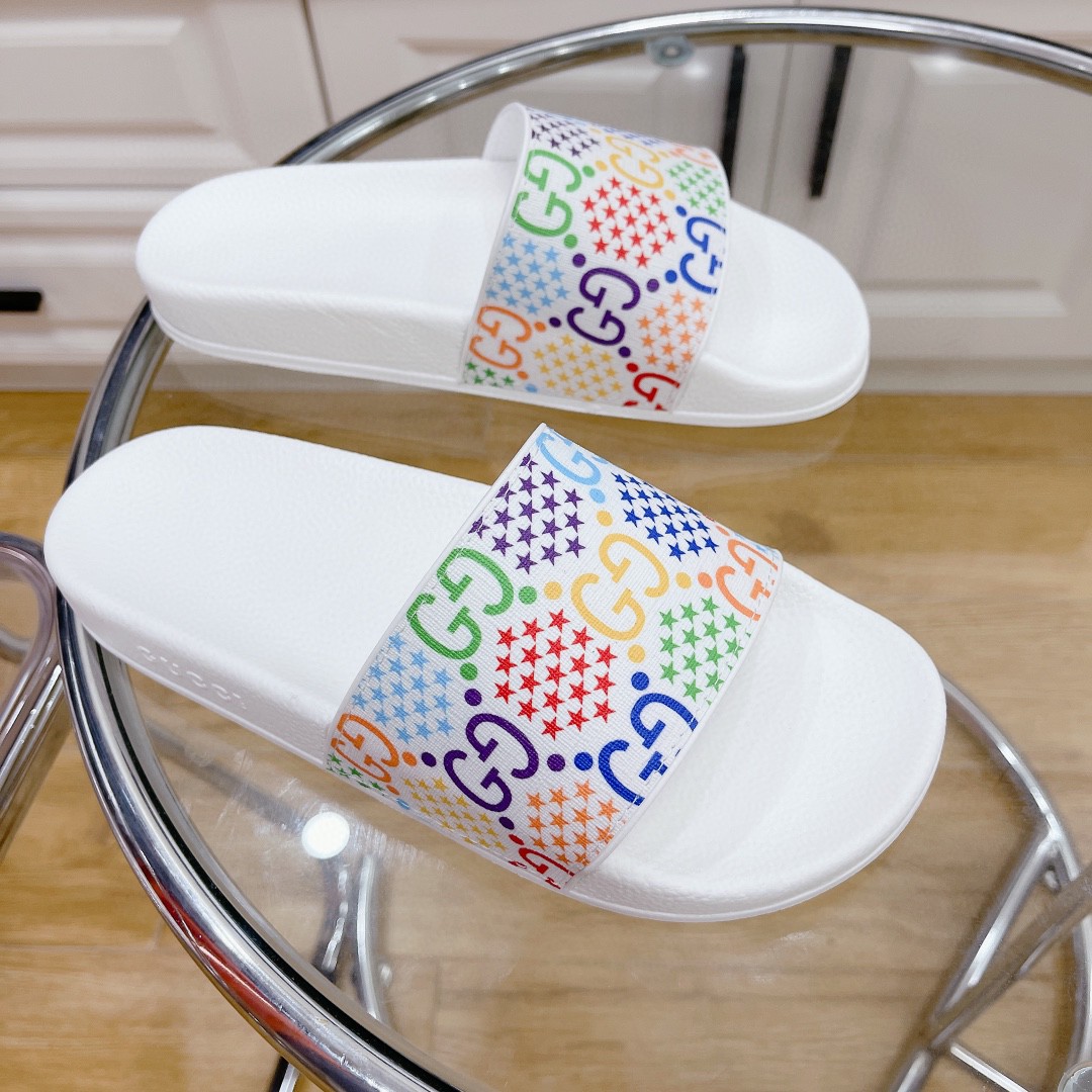 Gvc*1 Men’s GG Slide Sandal With Stars White For Men 407345