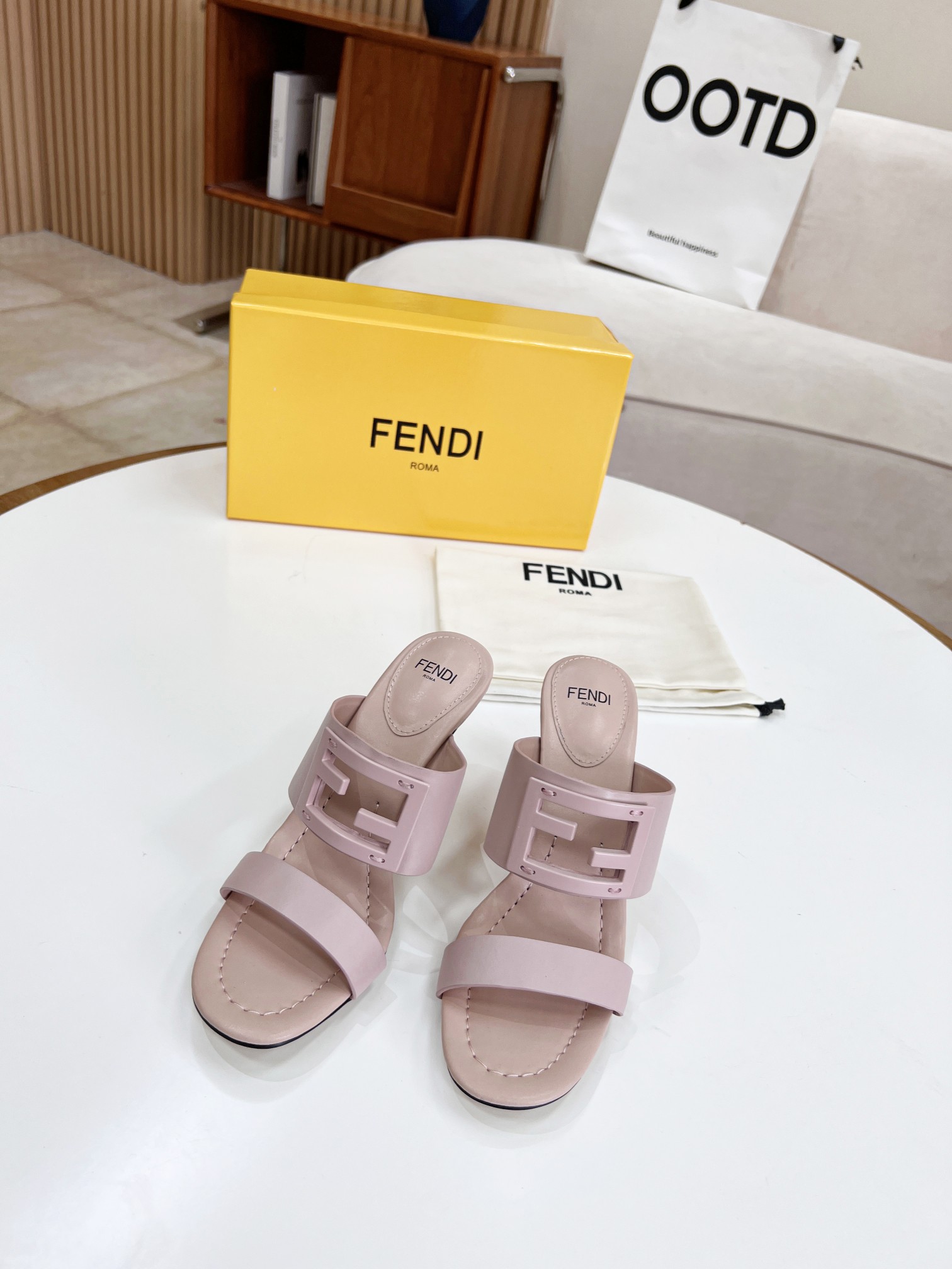 F**di Baguette Pink Heels For Women