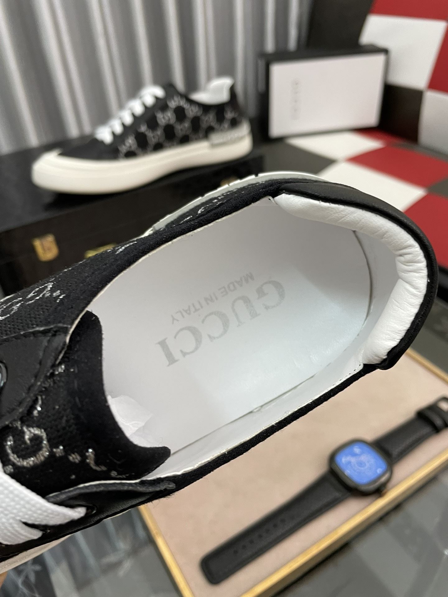 Gvc*1 Men’s GG Embroidery Sneaker With Web Black For Men