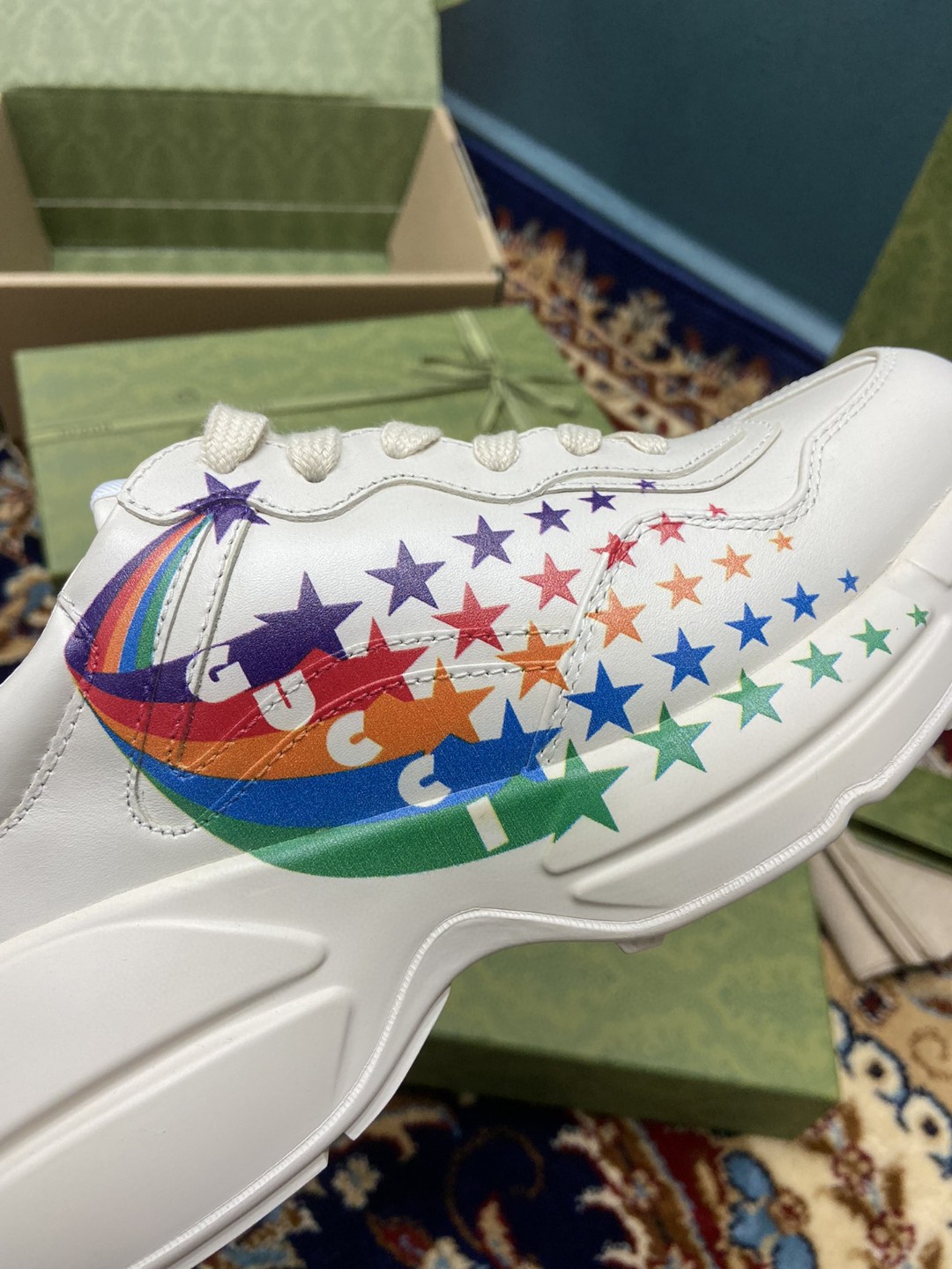 Gvc*1 Women’s Rhyton Sneakers With Gvc*1 Stars White Ivory For Women 684899