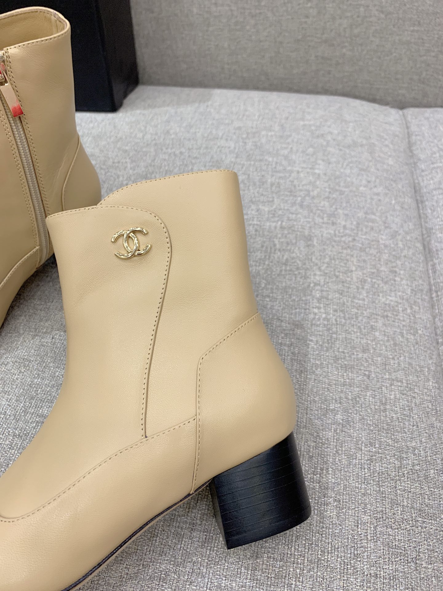 Ch**el Women’s Ankle Boots Beige For Women 2.2in/5.5cm