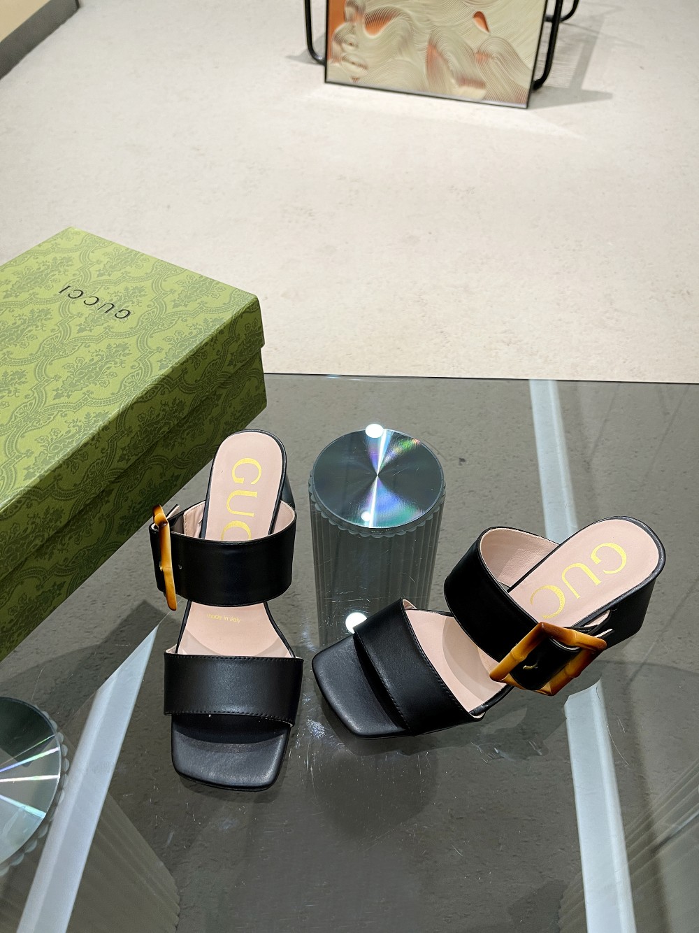 Gvc*1 Women’s Sandal With Bamboo Buckle Black For Women GG