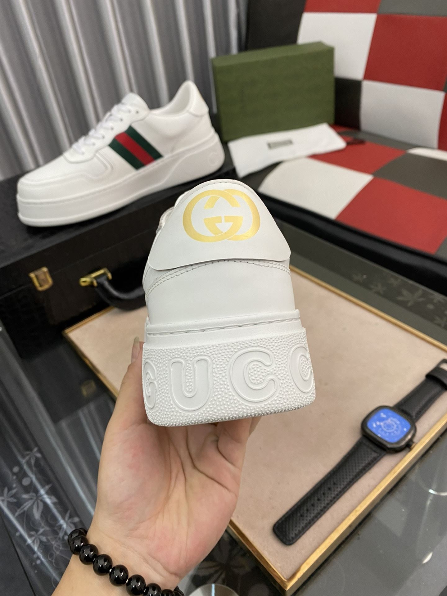 Gvc*1 Men’s GG Sneaker With Web White For Men ‎669582