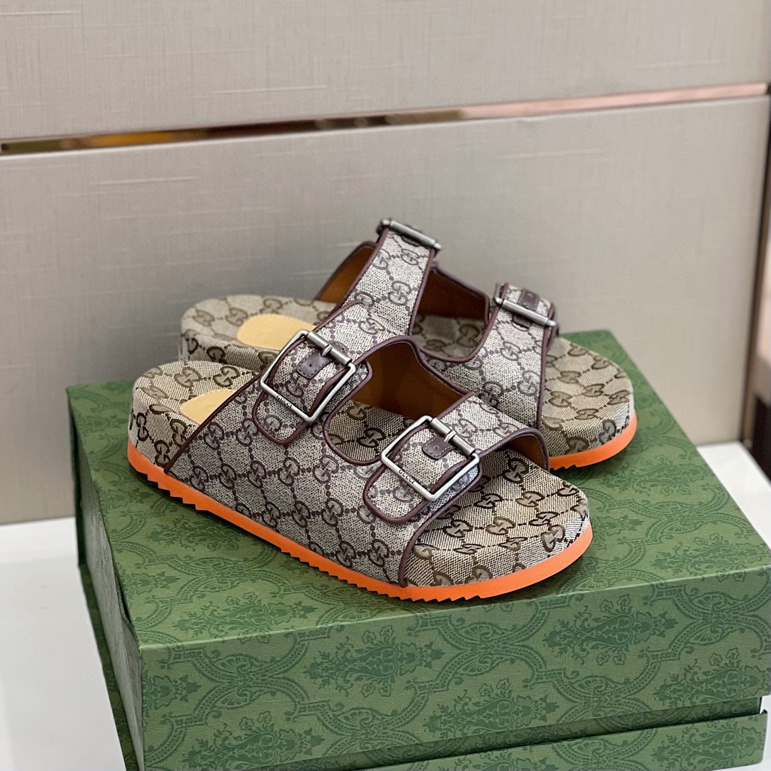 Gvc*1 Women’s Slide Sandal With Straps Gray Orange For Women 658020 2HK60