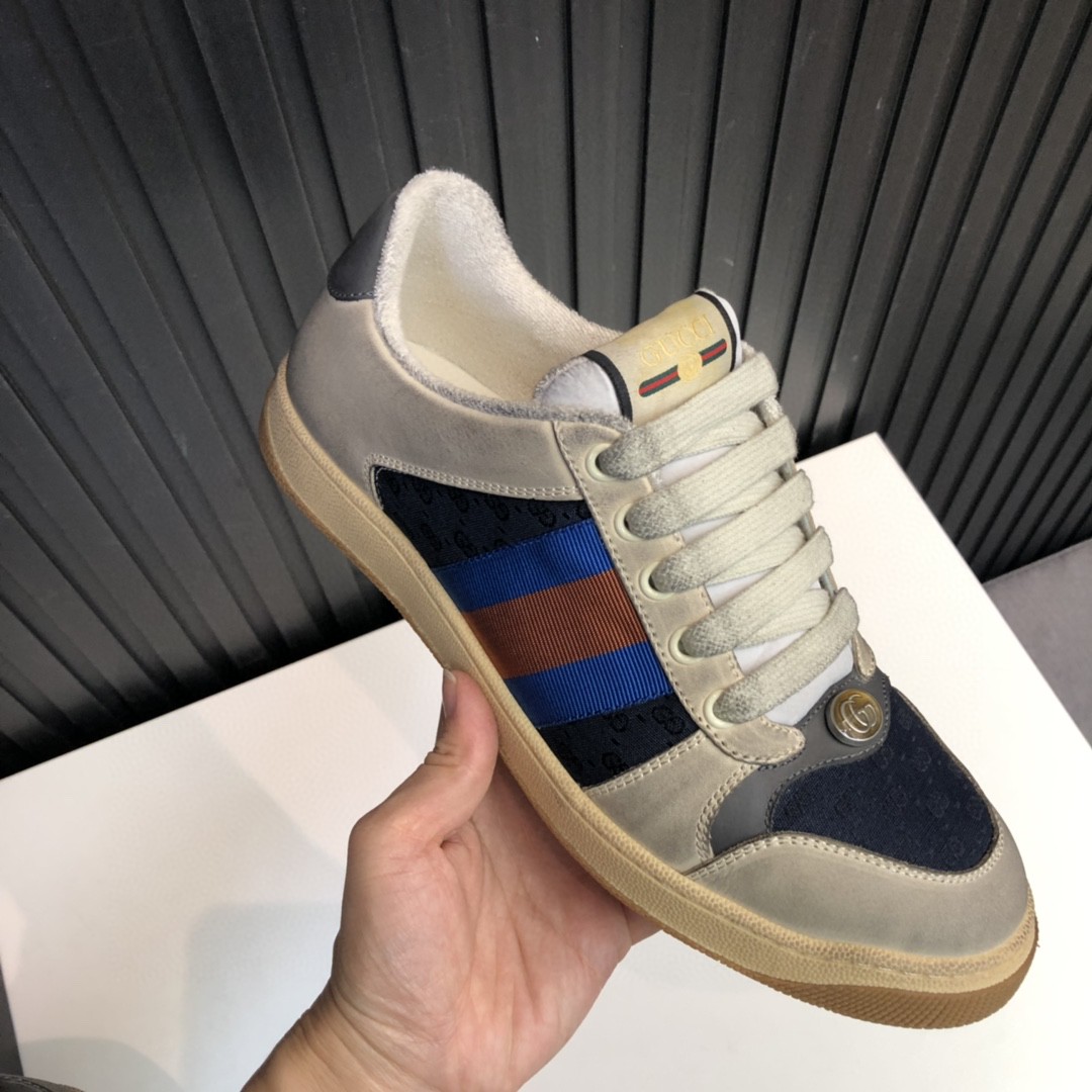 Gvc*1 Women’s GG Screener Distressed White Blue For Women 546551 99W20 4368