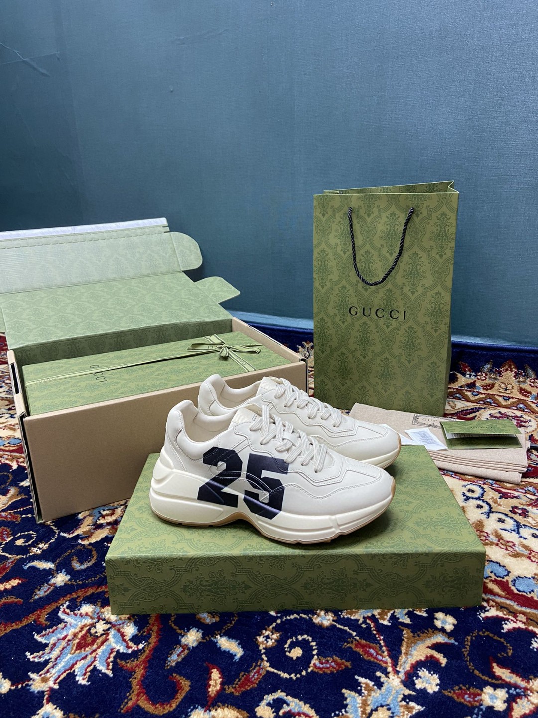 Gvc*1 Women’s Rhyton Sneakers With 25 White Ivory For Women ‎663339 2SH00 9522