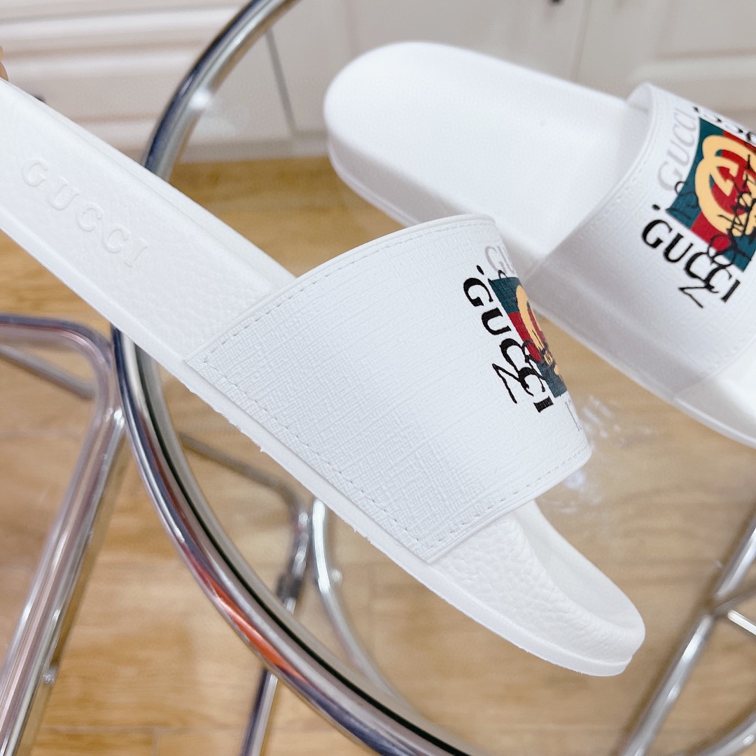 Gvc*1 Men’s Slide Sandal With GG Web White For Men 407345