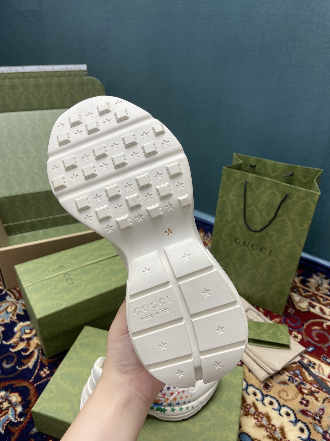 Gvc*1 Women’s Rhyton Sneakers With Gvc*1 Stars White Ivory For Women 684899