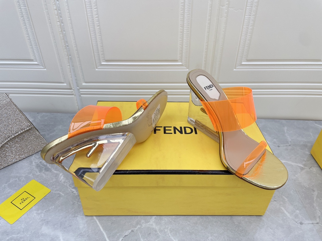 F**di First Orange Transparent High-Heeled Sandals For Women