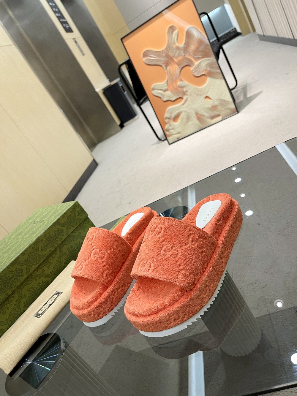 Gvc*1 Women’s GG Platform Sandal Orange For Women GG ‎700599 U2O00 7519