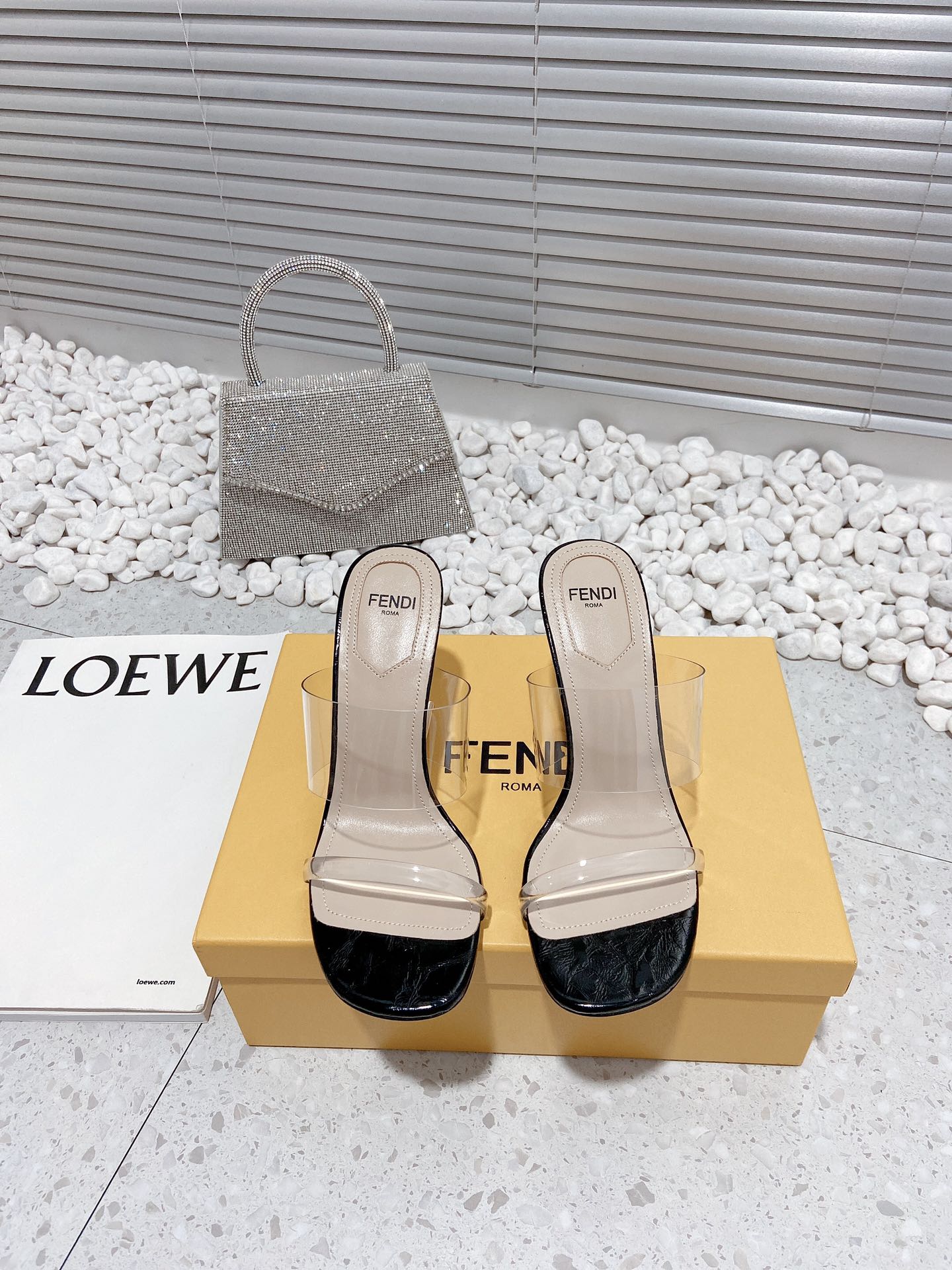 F**di First Black Transparent High-Heeled Sandals For Women
