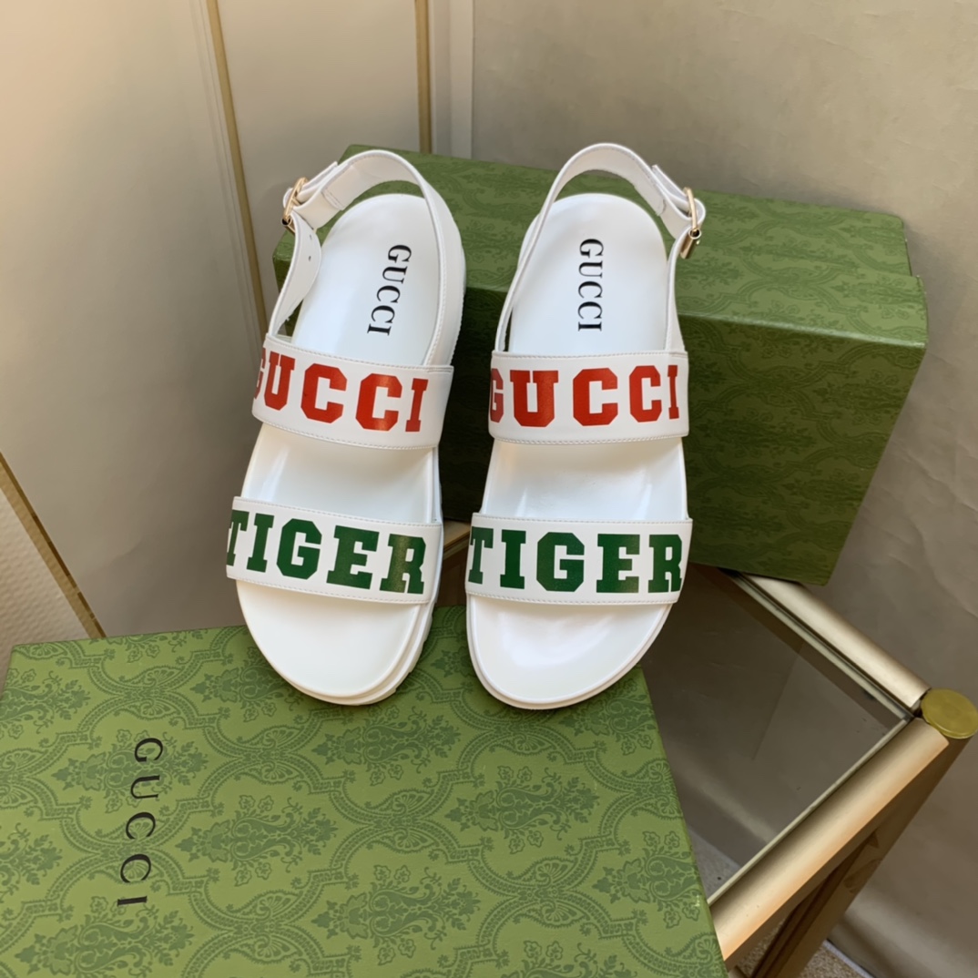 Gvc*1 Women’s Tiger And Buckle Sandal White For Women GG