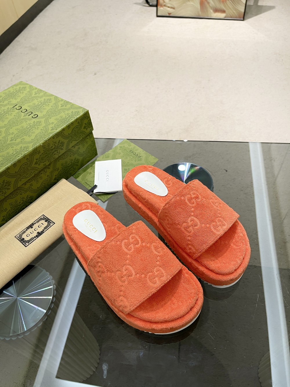 Gvc*1 Women’s GG Platform Sandal Orange For Women GG ‎700599 U2O00 7519