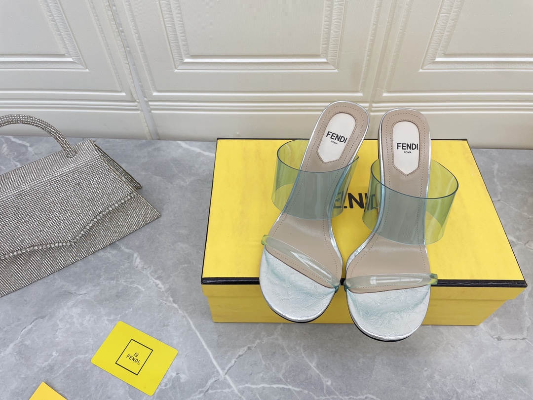 F**di First Blue Transparent High-Heeled Sandals For Women