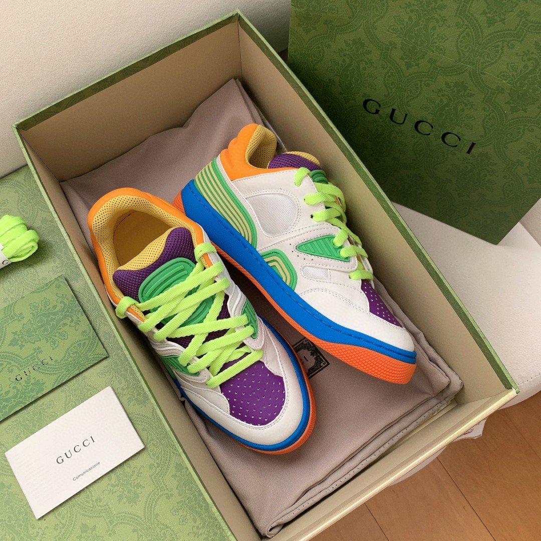 Gvc*1 Women’s Basket Sneaker White Green And Purple For Women 661310 2SH80 9062