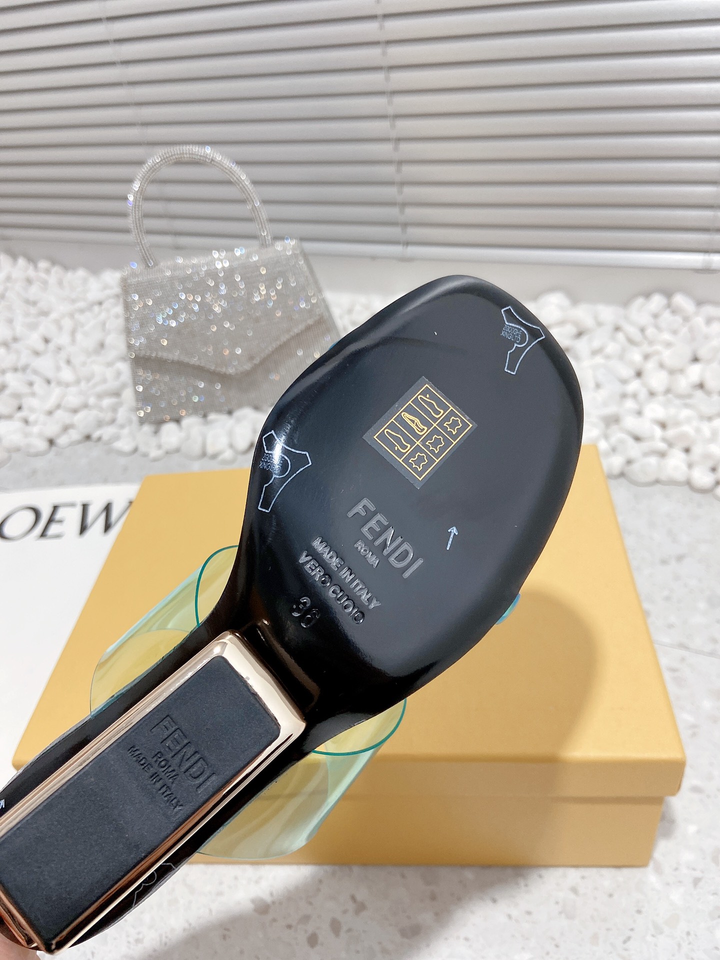 F**di First Dark Green Transparent Medium-Heeled Sandals For Women