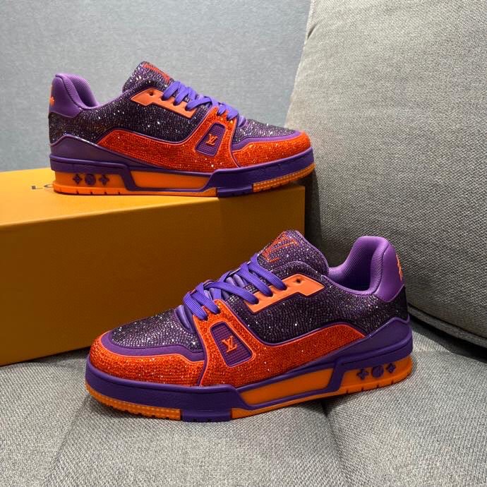 L0vis Vuittion LV Trainer Sneaker Purple For Men LV 1AA6QF