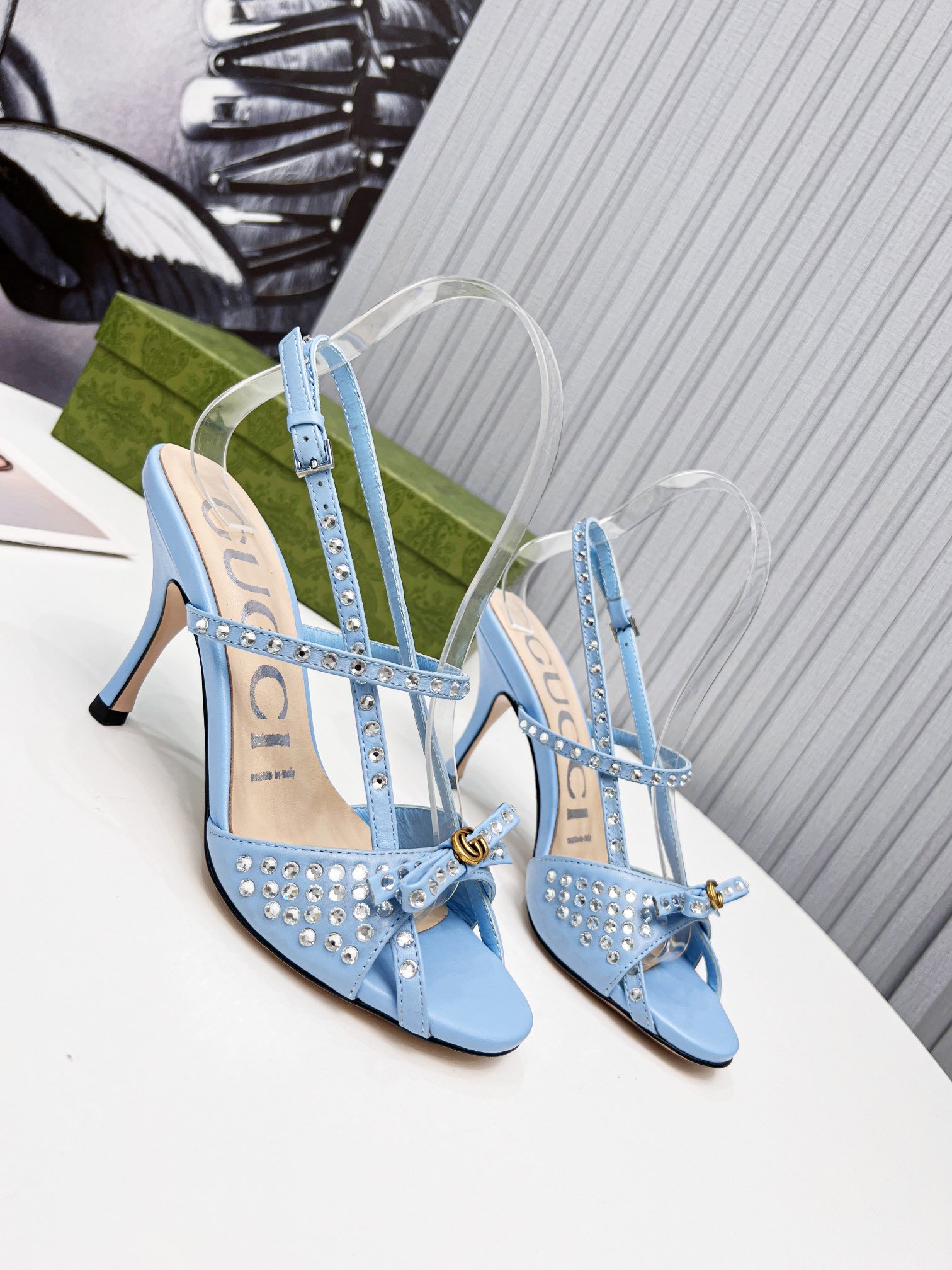 Gvc*1 Women’s Sandal With Crystals Light Blue For Women GG