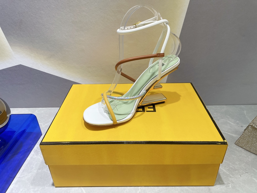 F**di First White Nappa High-Heeled Sandals For Women 8X8274AHIUF1GZS