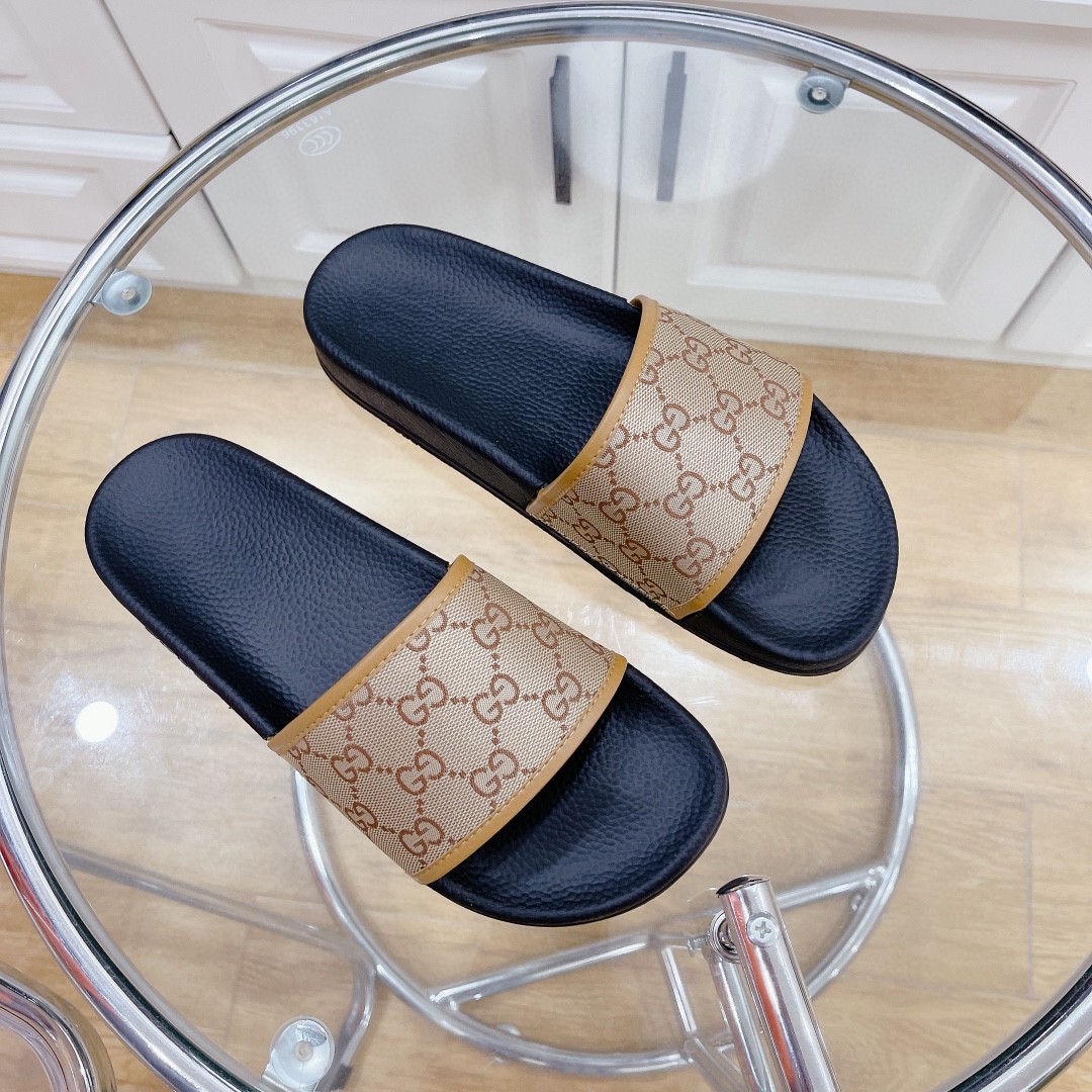 Gvc*1 Men’s GG Slide Sandal Black And Brown For Men 407345