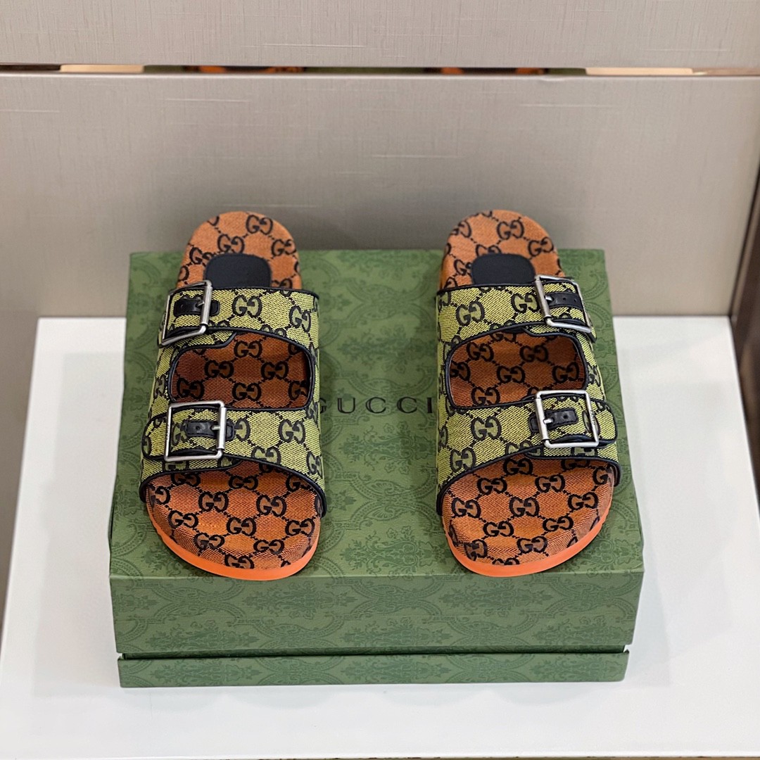 Gvc*1 Men’s Slide Sandal With Straps Orange And Green For Men 658020 2HK60