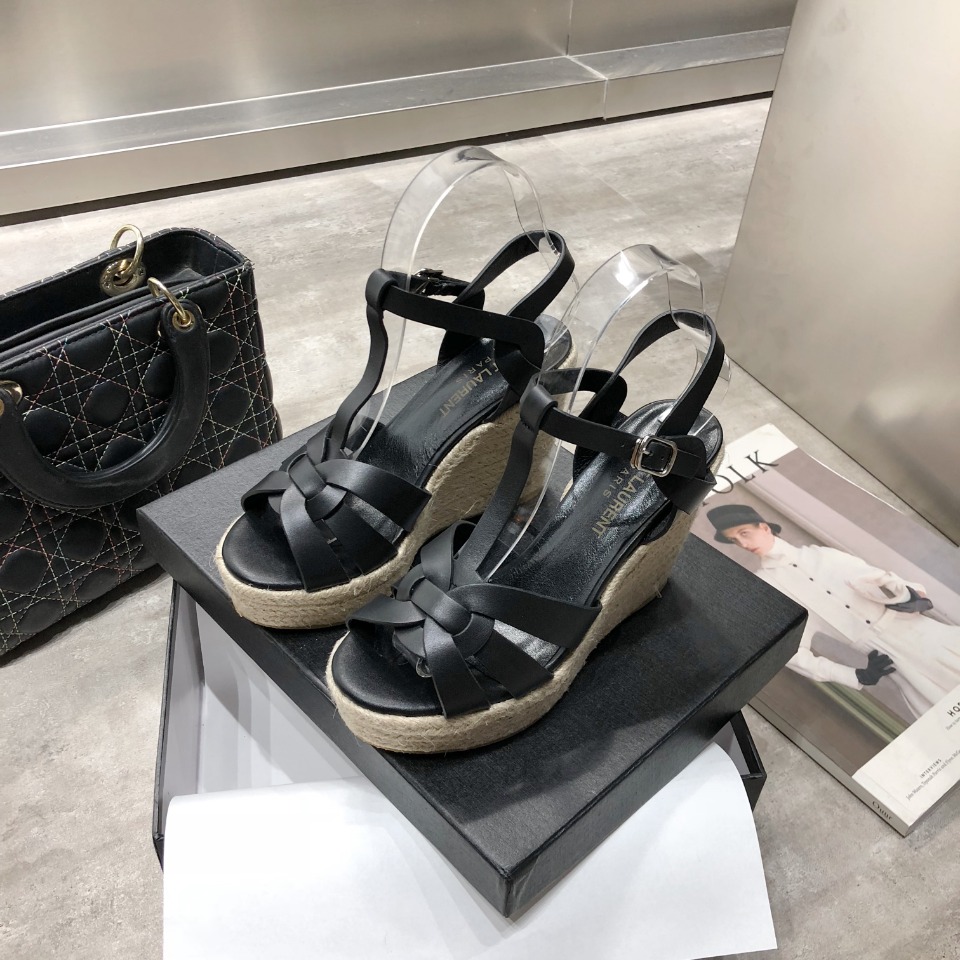 Sa1nt Lau*nt Women’s Tribute Espadrilles Wedge Black For Women Y51