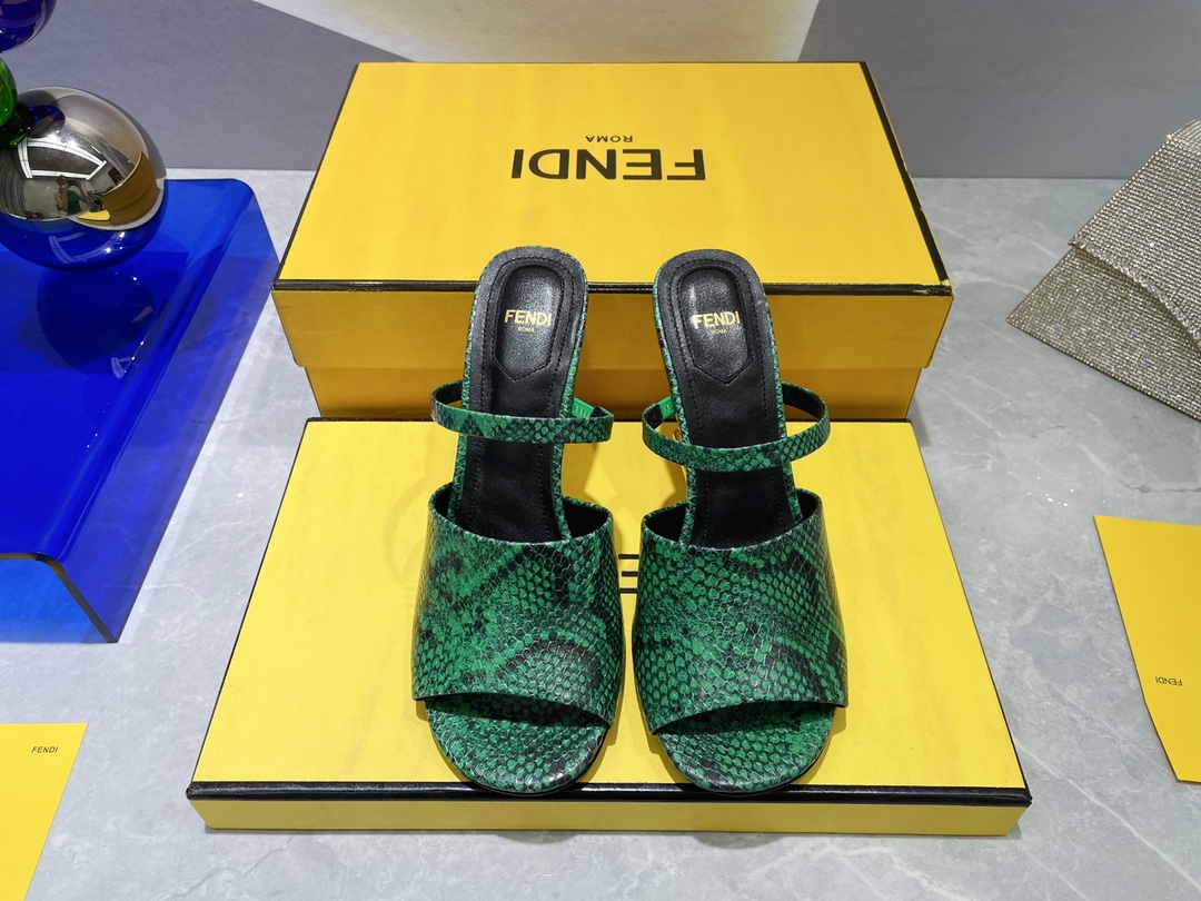F**di First Green Python High-Heeled Sandals For Women