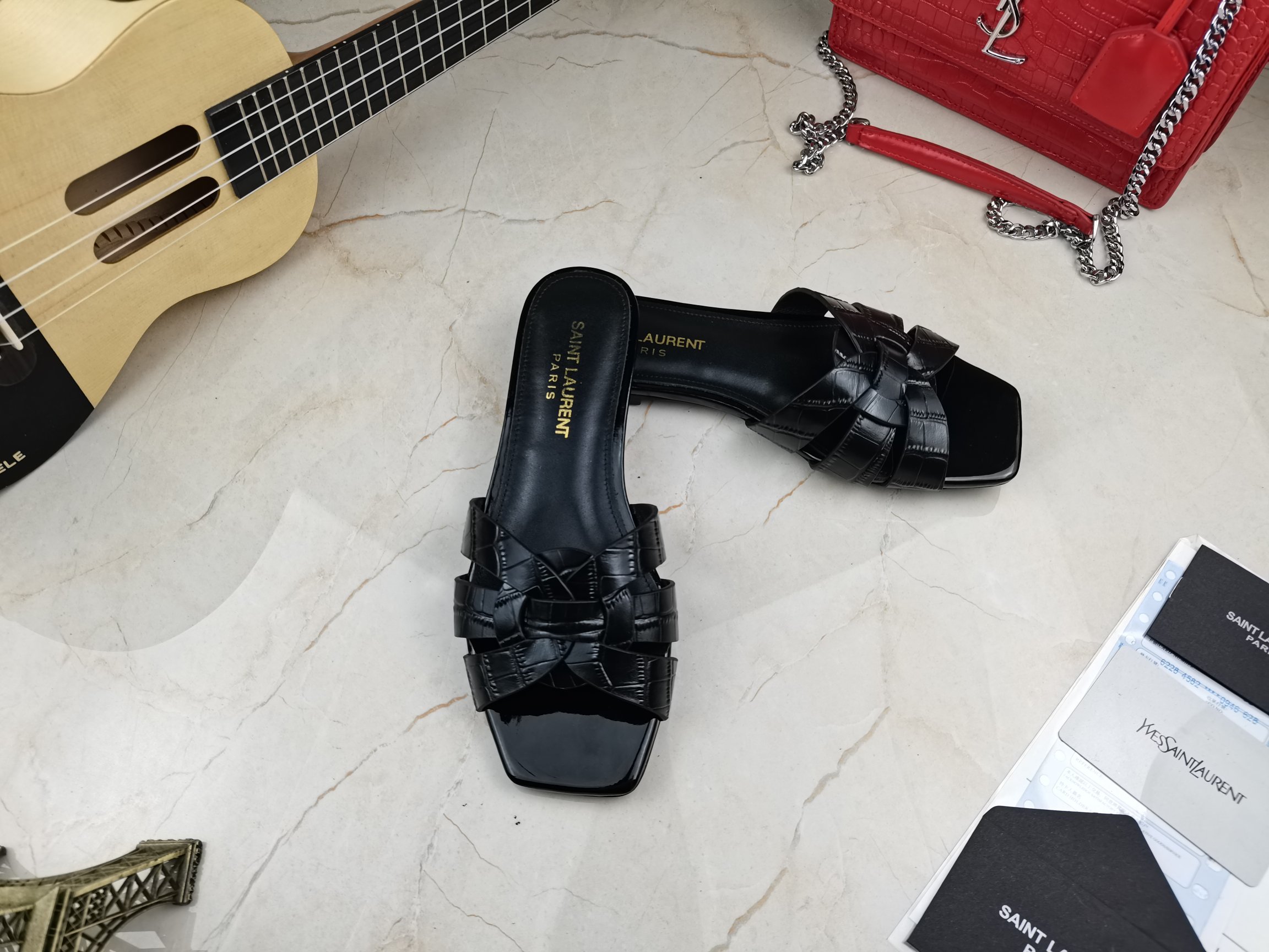 Sa1nt Lau*nt Women’s Tribute Flat Mules Black For Women Y51