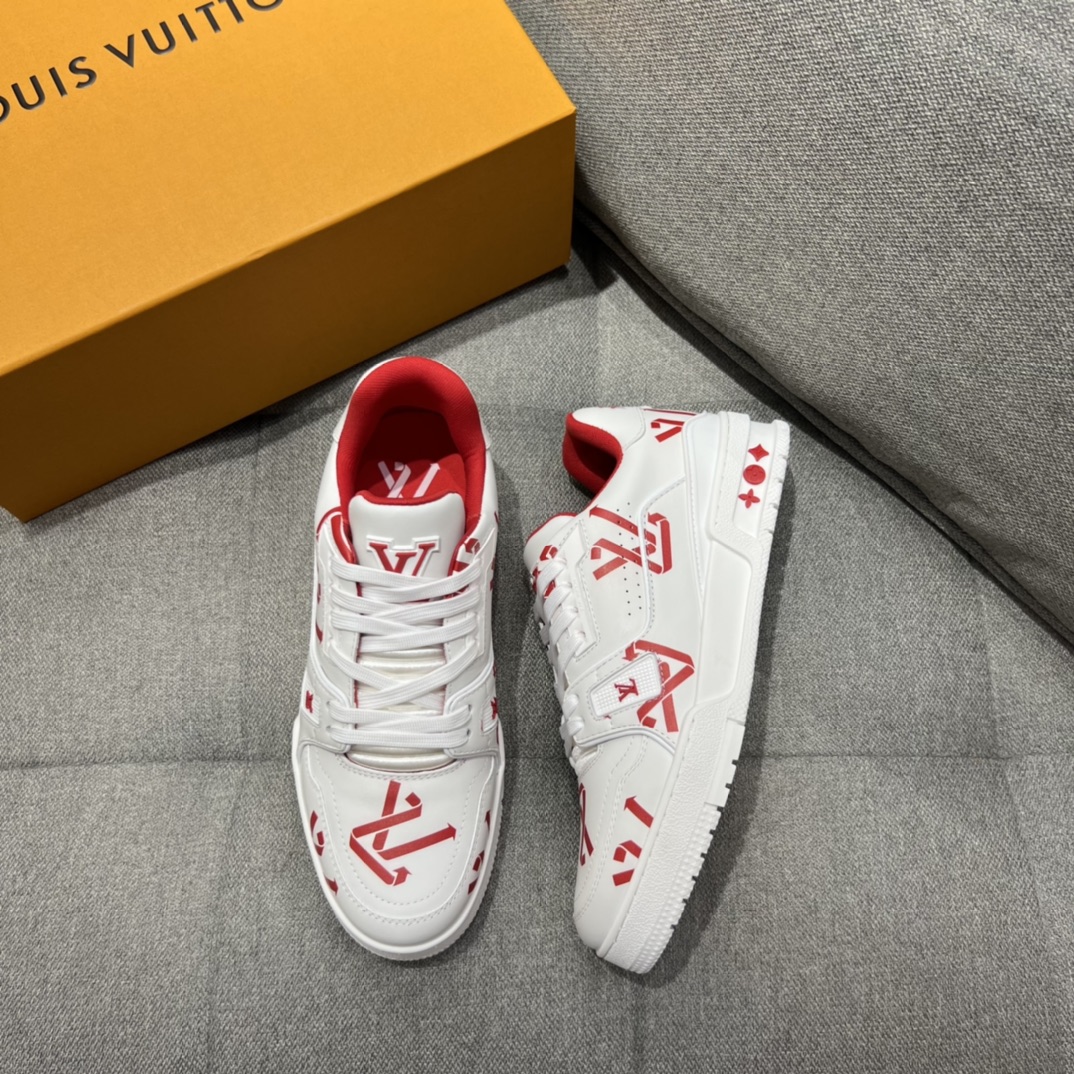 L0vis Vvtt0n LV Trainer Sneaker Red For Men LV 1AAGYR