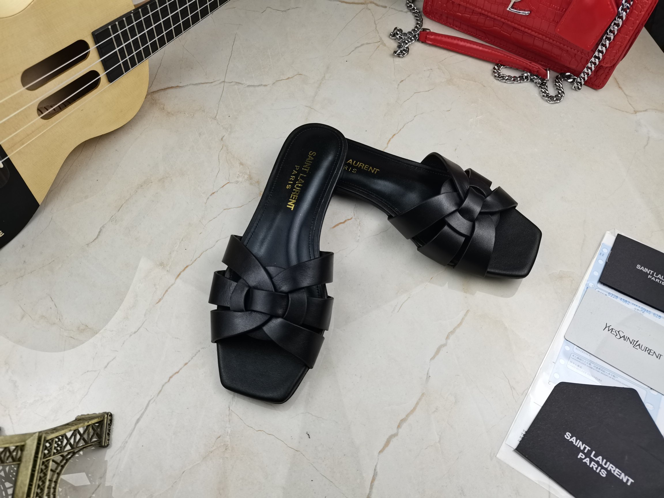 Sa1nt Lau*nt Women’s Tribute Flat Mules Black For Women Y51 571952BDA001000