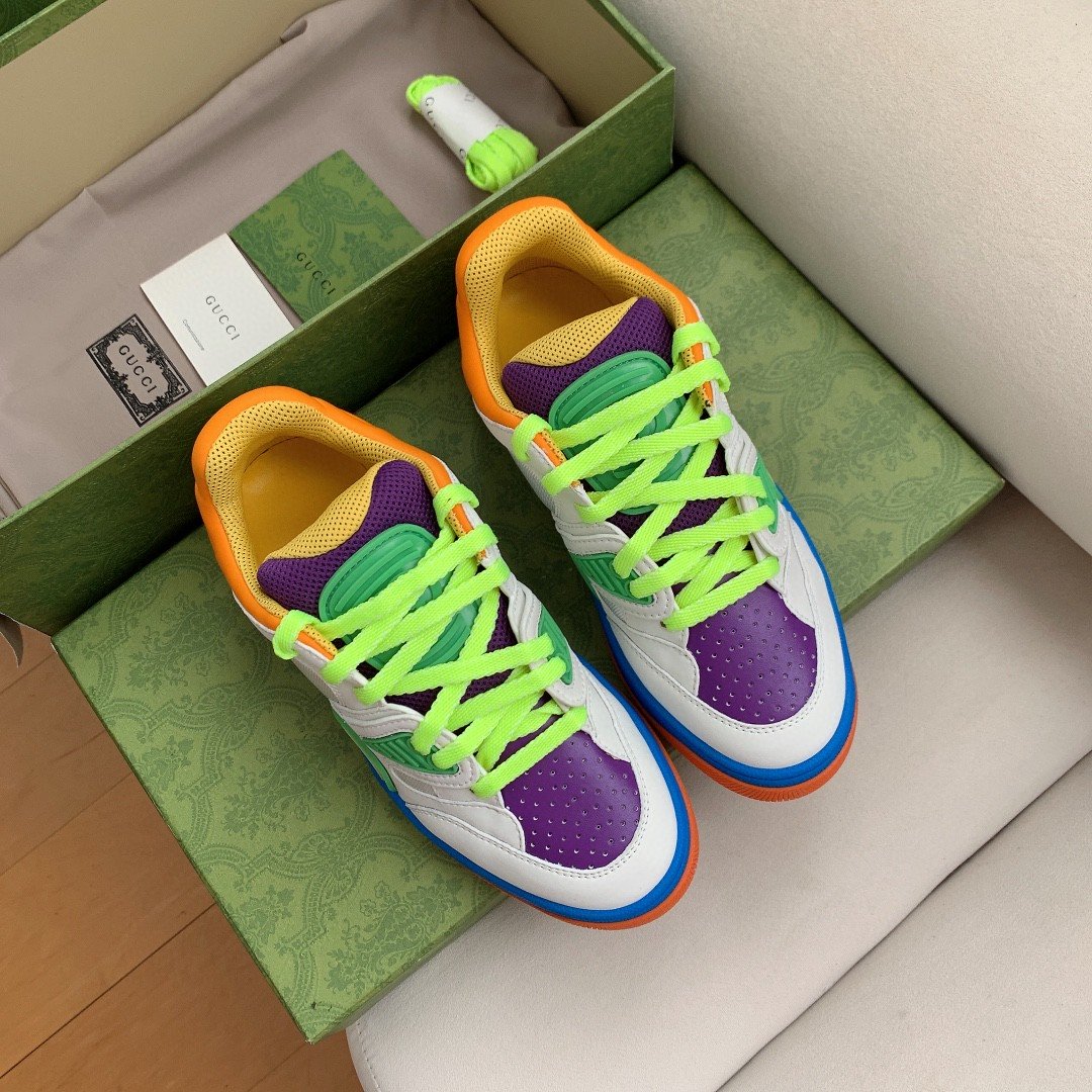 Gvc*1 Women’s Basket Sneaker White Green And Purple For Women 661310 2SH80 9062