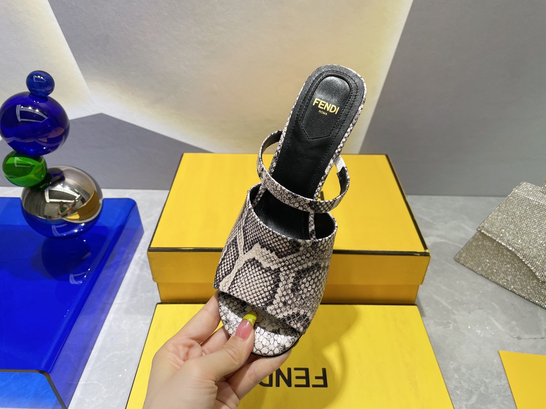 F**di First Brown Python High-Heeled Sandals For Women 8R8212AAEBF0RR7