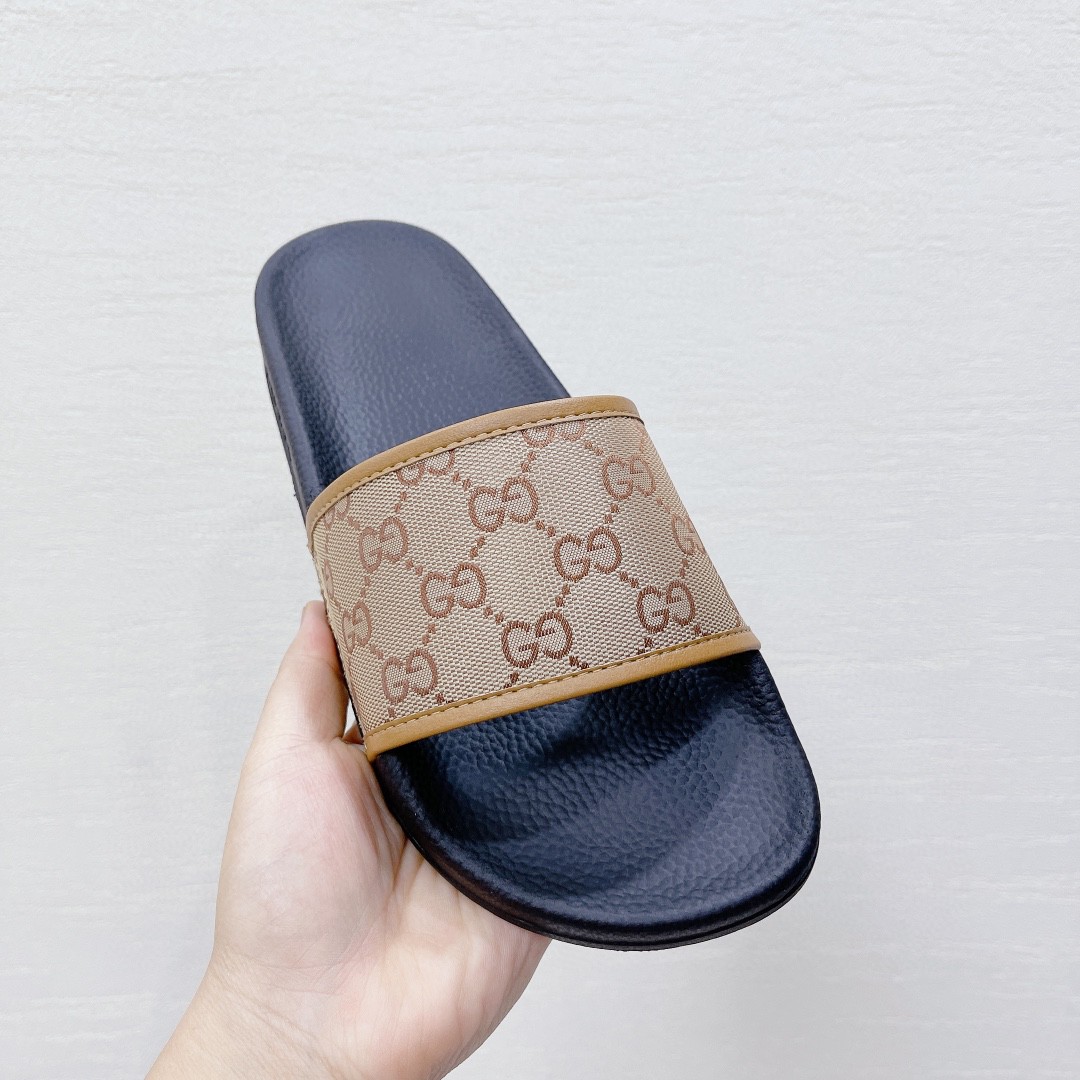 Gvc*1 Men’s GG Slide Sandal Black And Brown For Men 407345