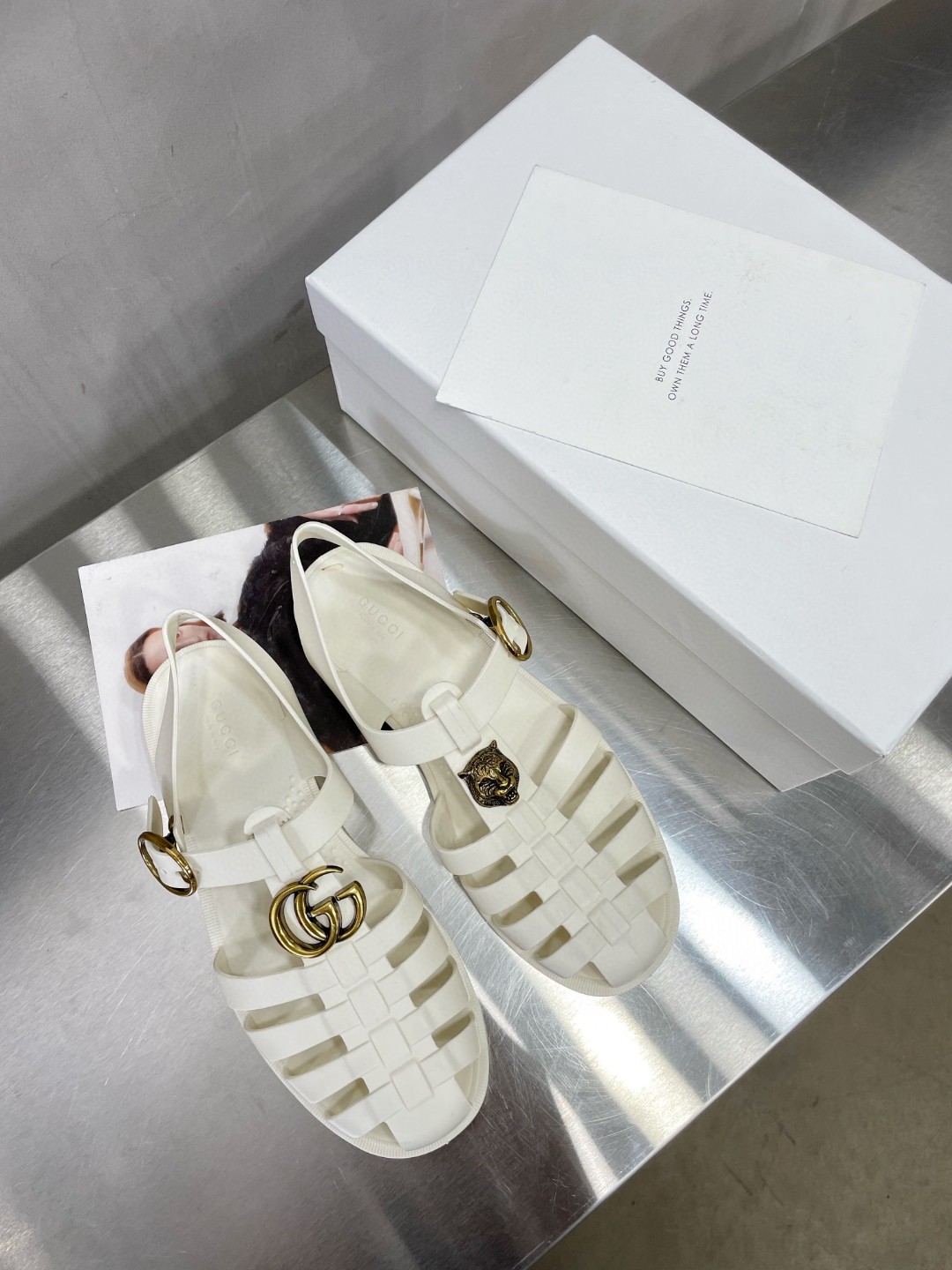 Gvc*1 Men’s Rubber Buckle Strap Sandal White For Men 463463