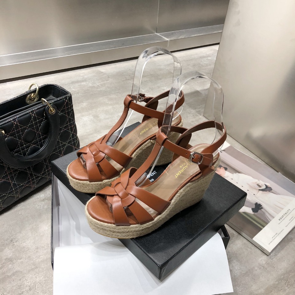 Sa1nt Lau*nt Women’s Tribute Espadrilles Wedge Brown For Women Y51 611924BDA002206