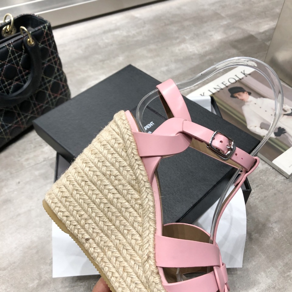 Sa1nt Lau*nt Women’s Tribute Espadrilles Wedge Pink For Women Y51