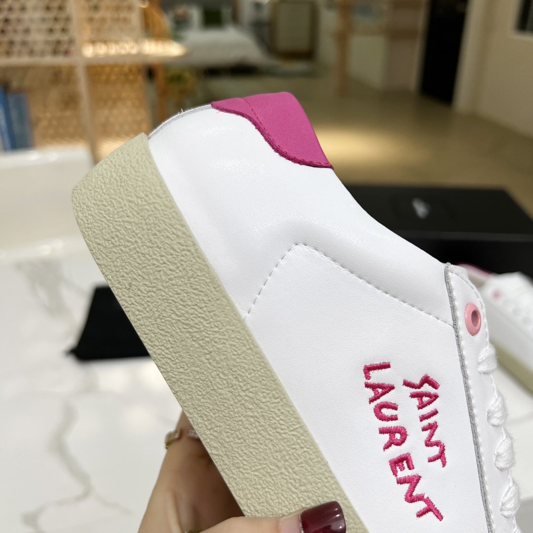 Sa1nt Lau*nt Women’s Court Classic Sl/06 Embroidered Sneakers Pink For Women Y51