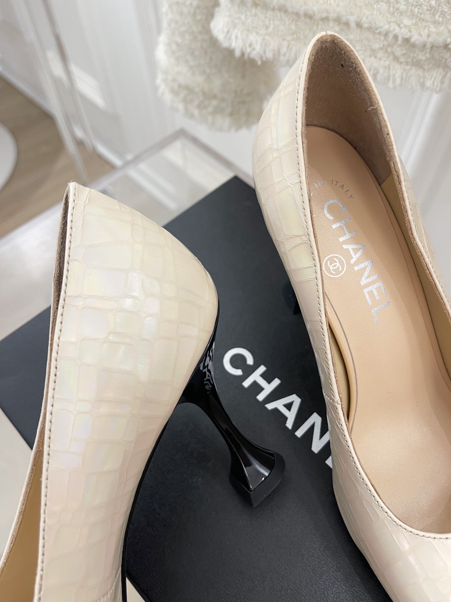 Ch**el Women’s Pump & Grosgrain Beige For Women