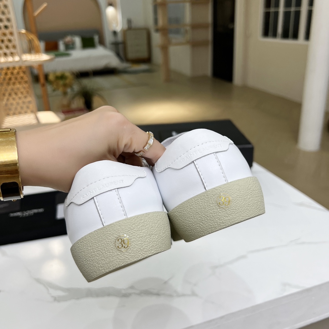 Sa1nt Lau*nt Women’s Court Classic Sl/06 Embroidered Sneakers White For Women Y51