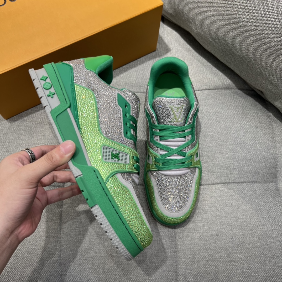 L0vis Vuittion LV Trainer Sneaker Green For Men LV
